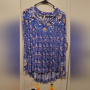 Free People Floral Blue and Orange Dress